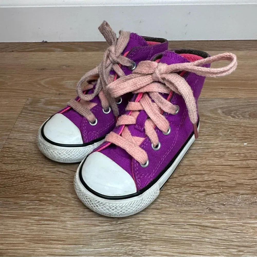 Converse High Top Purple Pink Girls Sneakers
